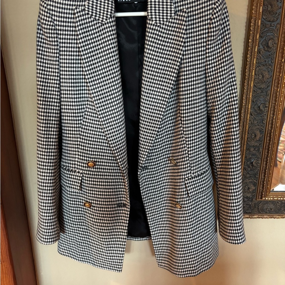 Zara Monochrome Houndstooth Jacket
